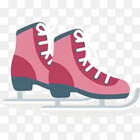 粉红色冬季滑冰冰鞋