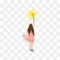 卡通手绘小女孩插画