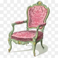 手绘粉色复古花纹休息椅