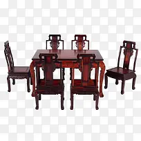 中式家庭式红酸枝餐桌椅七件套