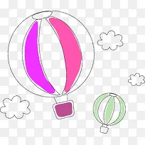 紫色卡通热气球装饰图案
