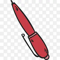 手绘红色圆珠笔钢笔
