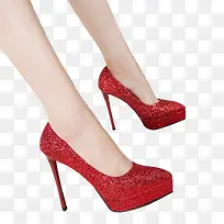 红色女鞋、高跟鞋、女人脚、高跟