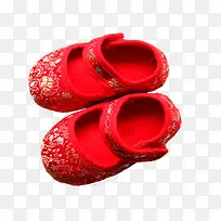 红色绣花花纹童鞋