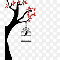 红树树梢上悬挂的鸟笼
