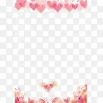 春季手绘花瓣与爱心装饰边框