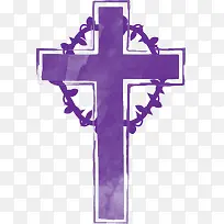 紫色手绘纯色十字架