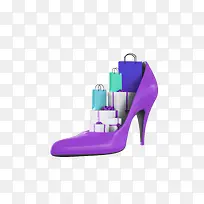 创意紫色高跟鞋免抠图
