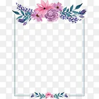 手绘风粉紫色花朵边框
