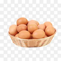 褐色鸡蛋一大篮子里的初生蛋实物