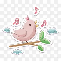 卡通可爱动物唱歌的小鸟矢量素材