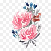 粉色水彩花朵