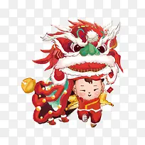 庙会舞狮子  红色系 中国风 
