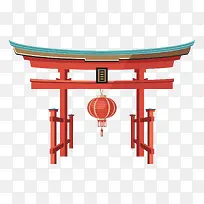 日本红色热情拱门建筑旅游景点
