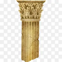 残缺金色花纹石柱