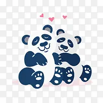 卡通爱情熊猫免抠素材