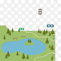 小湖和小松树设计图