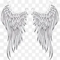 垂下的矢量白色大型天使之翼