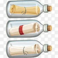 三个矢量玻璃瓶下载