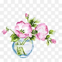 手绘玻璃瓶插花