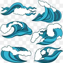 深蓝色翻滚的浪花