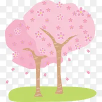 春天粉色桃花大树
