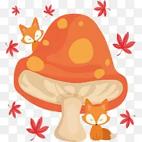 秋天的蘑菇和狐狸