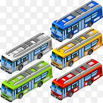 矢量彩色公交车素材交通工具