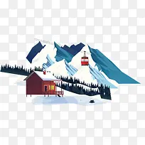 冬季度假滑雪木屋