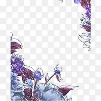 手绘紫色鲜花边框底纹