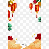 中国风新年喜庆灯笼边框装饰