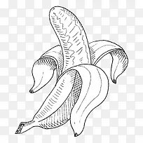 初夏水果素描香蕉免抠