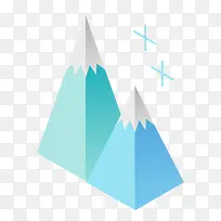 两座手绘的简化雪山