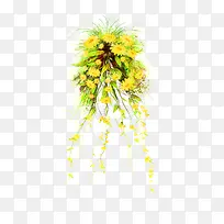 黄色藤蔓花朵花纹样素材