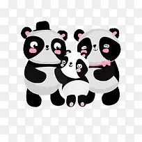 可爱的熊猫家族PNG下载