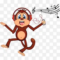 听音乐跳舞的猴子