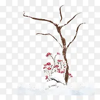 冬天里大雪压树枝场景