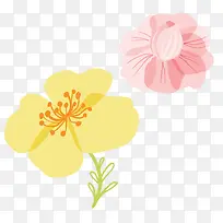 创意手绘矢量黄色花草花朵素材