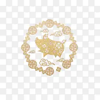猪年金色花纹
