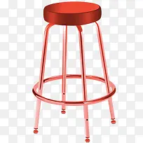 红色手绘圆形凳子模型