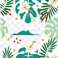 矢量叶子和花