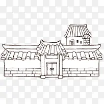 传统建筑线性手绘