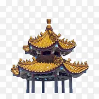 黄色瓦片的亭子
