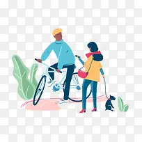 创意休闲运动相遇温馨场景免抠图