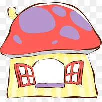 儿童手绘蘑菇房子