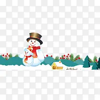 冰雪地冬天卡通banner