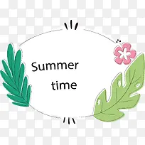 树叶边框夏天标签