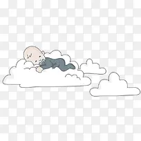 插图睡在云彩上的小宝宝