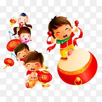 2018狗年春节快乐卡通小孩图片