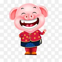 可爱笑得很开心的猪